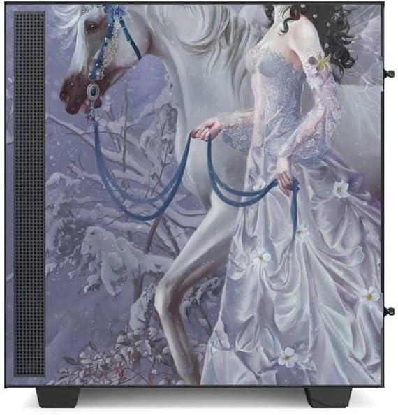 Skinit Decal Gaming Skin Compatible with NZXT H510 Compact ATX Mid-Tower Case - Nene Thomas Fairy with Horse in Snow by Nene Thomas Design