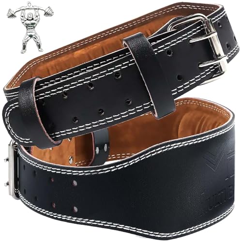 MULTI BLISS Premium Quality Leather Weightlifting Gym Belt for Squats Deadlifts Powerlifting Weightlifting Strength Training & Bodybuilding back Support with Steel Roller Buckle Small (FreeGift)