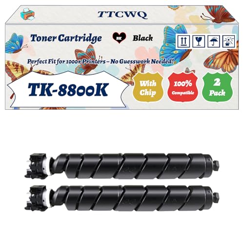 Compatible for Kyocera TK-8800K TK-8800C TK-8800M TK-8800Y Toner Cartridge Work for Kyocera EcoSys P8060cdn Printers, with Chip, High Yield 40000 Pages, High-Definition Printing (2 Pack Black)