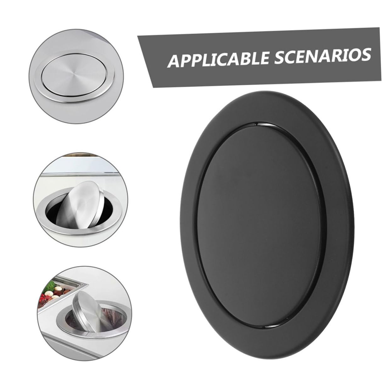 HOOTNEE Stainless Steel Trash Can Lid for Countertops Space Saving Swing Cover for Kitchens and Bathrooms for Use