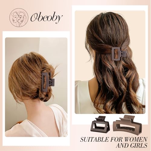 Obeoby 8 Pack Square Hair Clips, Medium and Small Claw Clips Hair Accessories for Women and Girls Bulk Barrettes for Thin Long Short Hair Stocking Stuffers Christmas Gifts (Neutral) — view 4