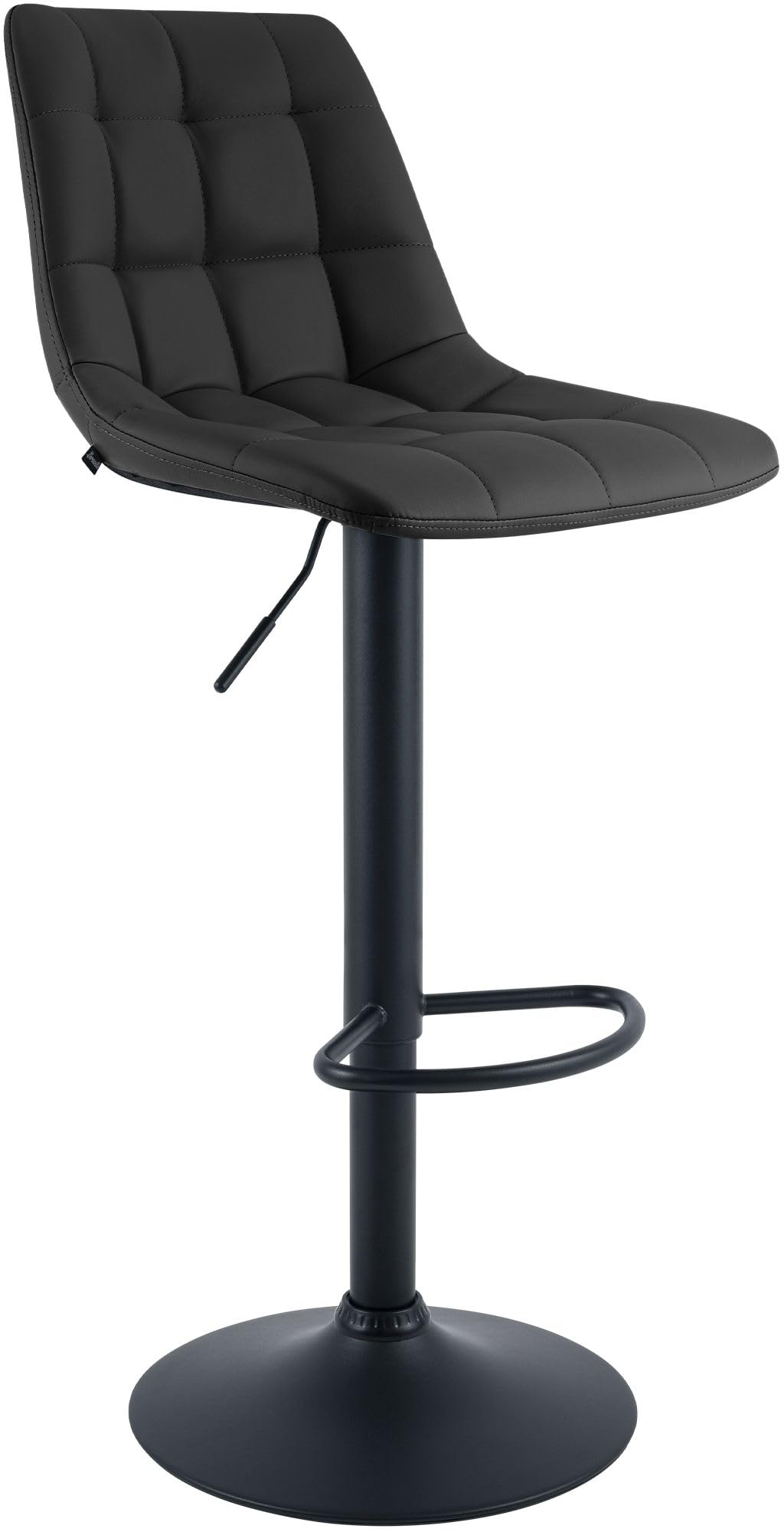CLP Barhocker höhenverstellbar Mapun, Barstuhl 360° drehbar, gepolstert mit Metallgestell für Küche, Theke, Bar und Lounge, Farbe:schwarz, Material:Kunstleder