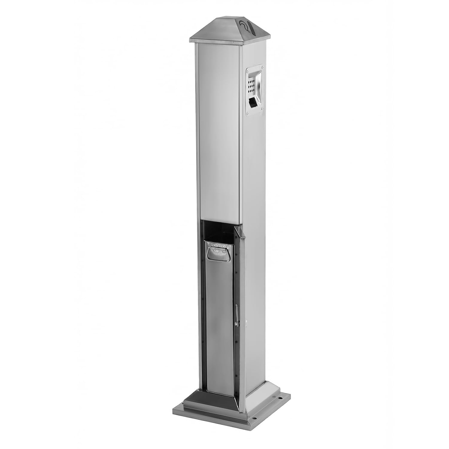 43.7in Steel Ash Receptacle W/Key Vertical Ashcan Container with Inner Bucket Commercial Trash Can for Home Outside Pool Backyard Office Hotel