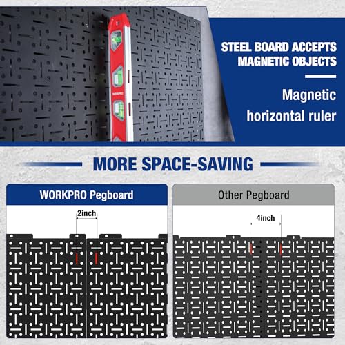 Image of WORKPRO 2 Pack 16 inchx32 inchBlack Steel Wall Mount Tool Pegboard