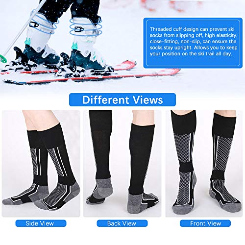 EMAGERGREN 2 Paar Skisocken Damen Skisocken Skistrumpf Herren High Perfomance Snowboardsocken atmungsaktive Kniestrümpfe Funktionssocken für Skifahren, Snowboarding und Wintersport in 2 Farben – Bild 5