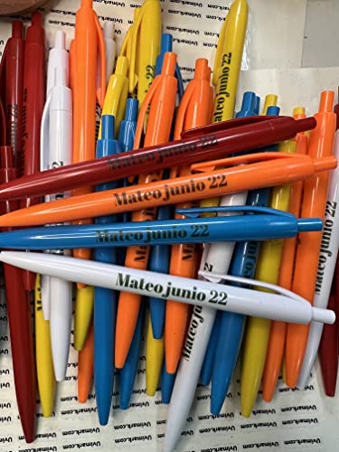 Uvimark - Artículos publicitarios - Merchandising - 50 Bolígrafos Personalizados - Regalos de Empresa - Detalles de Boda - Bolígrafos Personalizados