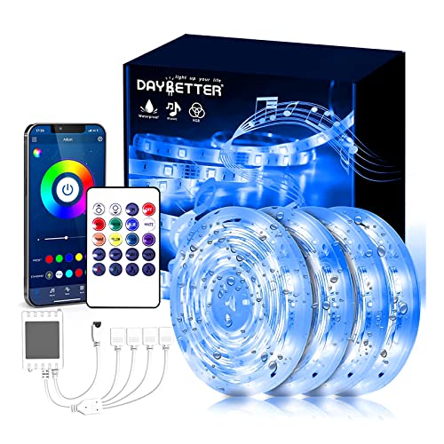 Image of DAYBETTER Outdoor Led Strip Lights Waterproof, Smart Led Light Strips with Remote and App Control, 5050 RGB Color Changing Led Lights for Bedroom, Roof Eaves, Room Decor, 65.6 ft(4 Rolls of 16.4ft)