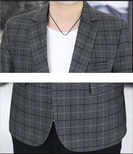 Men's Checkered Casual Business Jacket Notched Collar Formal Suit Coat Two Button Personality Style3