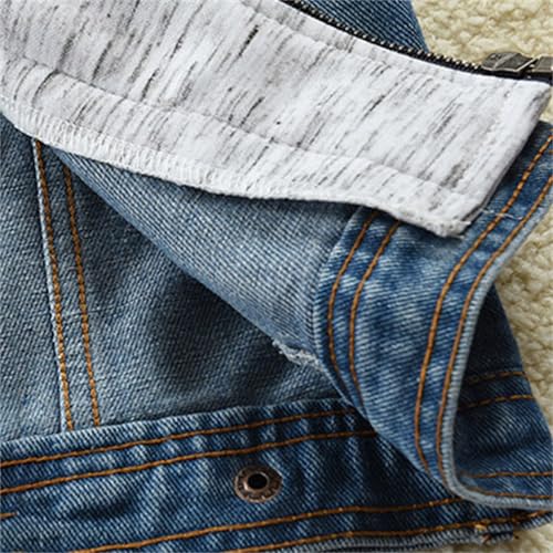 Denim Jacket for Kids Long Sleeve Zip Up Hoodie, Fall Winter Casual Stylish Slim Fit School Daily Wear Denim Coat4