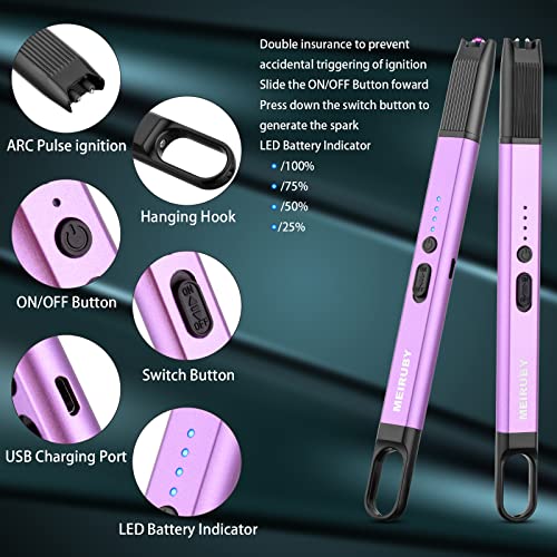 Encendedor eléctrico MEIRUBY moderno en violeta miniatura 2