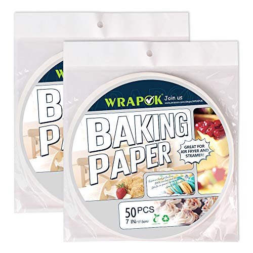 WRAPOK Air Fryer Liner 7 inch Round Perforated Parchment Bamboo Steamer Paper 100