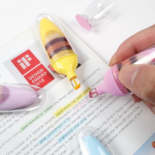 TIJOPOP 6 Pcs Scented Highlighters Pens,Cute Design Assorted Colors Highlighter Set,Transparent Widen Chisel Tip,Dry-Quickly,No Bleed,Ideal for Office — view 6