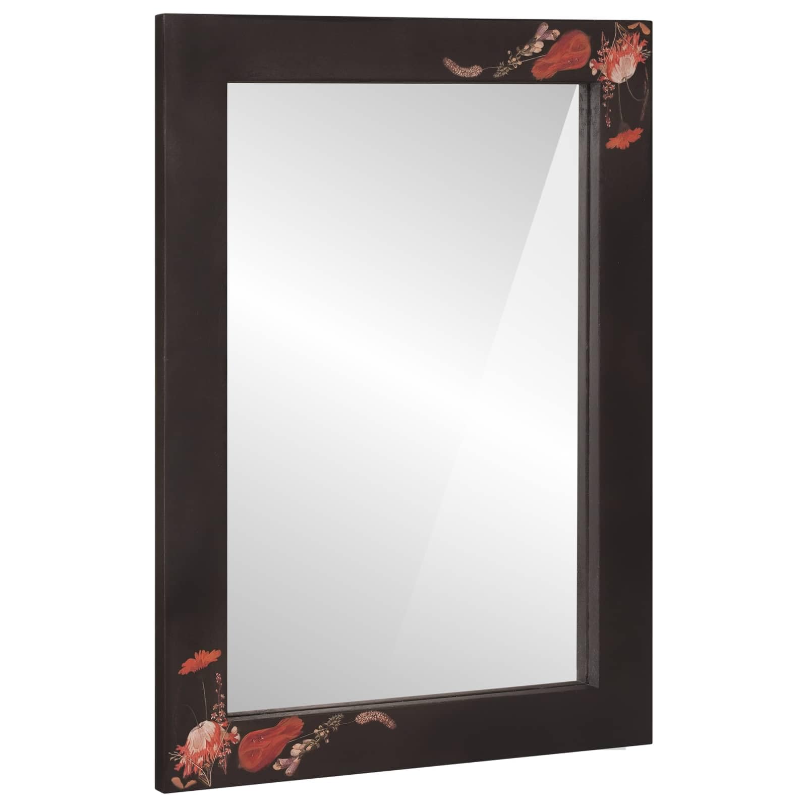 Badezimmerspiegel Wandmontiert mit floralem Muster, 70x50 cm, Mehrfarbig, Flacher Glas Spiegel für klare Reflexion, ideal für Rasur und Make-up, modernes Design für stilvolle