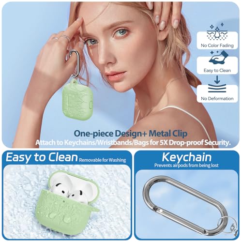 Image of for Airpods 4 Case, Ekoonpft Flower Engraved Cases for Apple AirPods 4th Generation 2024, Soft Silicone Cover for Women Girly with 3-in-1 Cleaner Kit, Keychain, Military Grade Protection