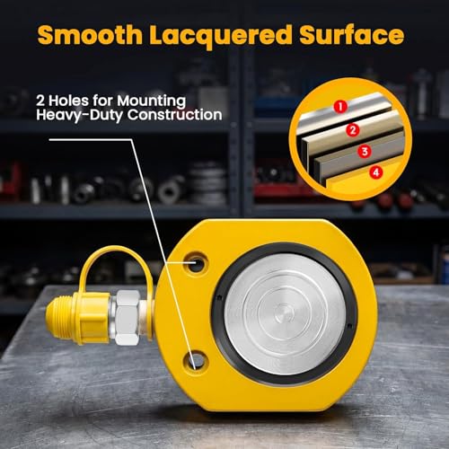 Image of NEWTRY 50 ton Low Profile Hydraulic Ram Jack + Hand Pump Stoke 16mm(0. 63inch) Mini Protable Hydraulic Cylinder Industrial Super Thin Lifting Jack