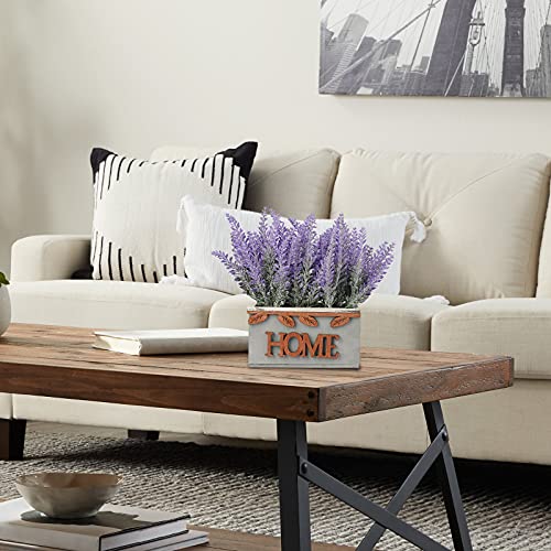 Linkstyle 2Pcs Artificial Lavender Potted Plant, Fake Lavender Plants In Rustic Wooden Planters, Purple Lifelike Faux Lavender Flowers, Fake Lavender Flower Arrangement For Home Office Kitchen Decor #TOP4