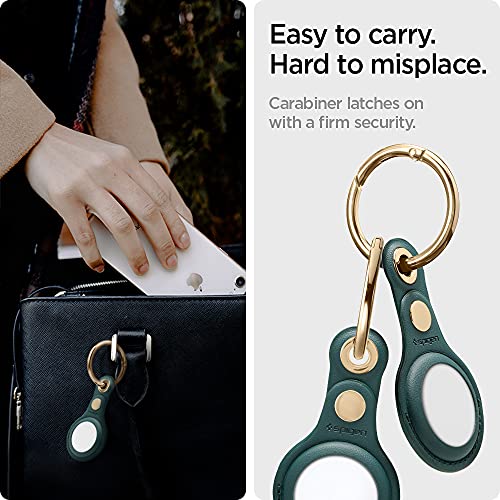 Image of Spigen Valentinus with Keychain Ring Designed for AirTag Case Cover AirTags Holder (2021) - Midnight Green