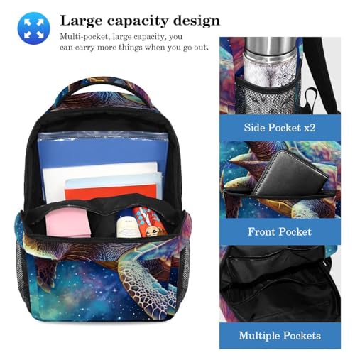 Sac à dos galaxie tortue avec trousse Art Starry Sky pour collège et lycée - 3