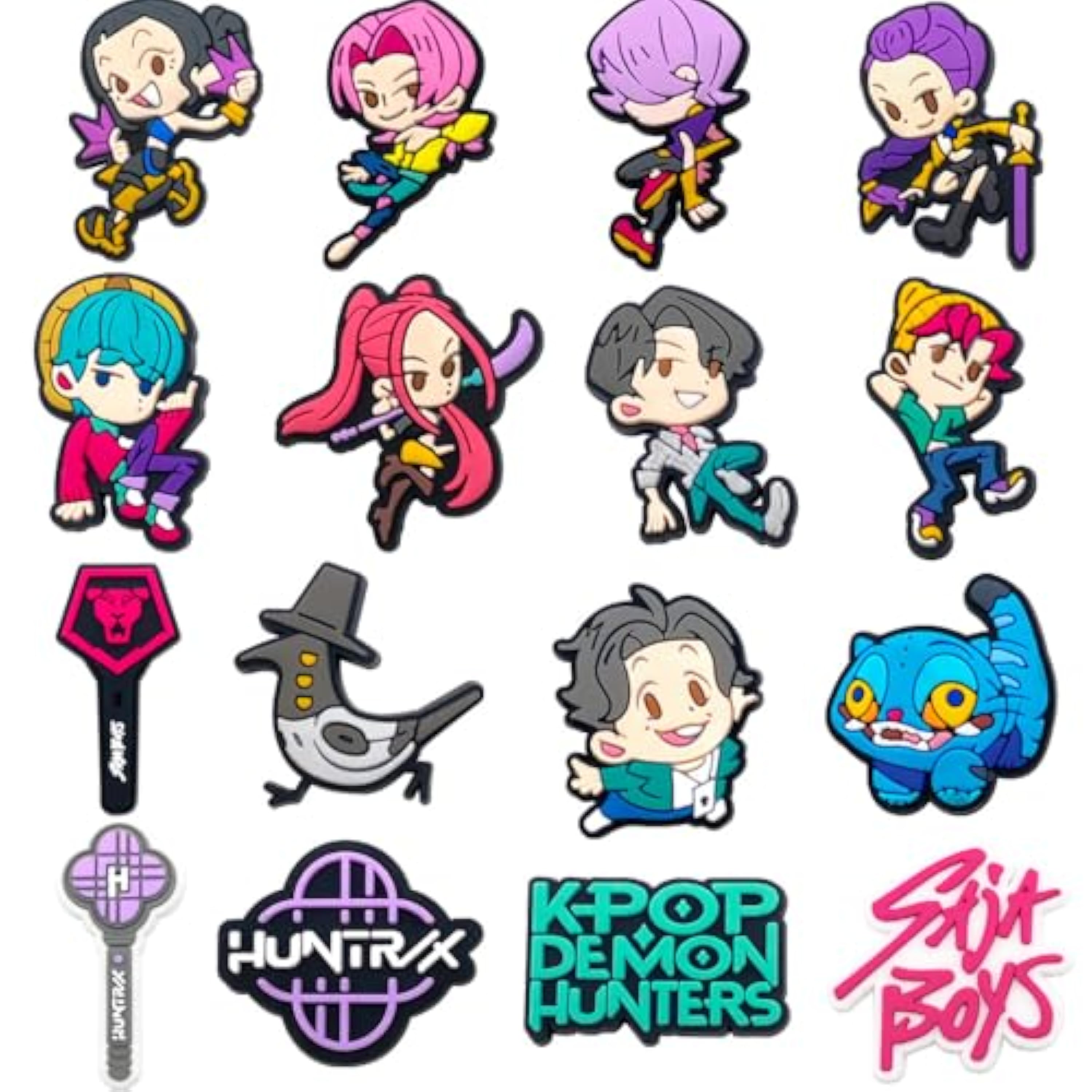 16 PCS Adornos Para Zapatos De PVC, Charms Para Zuecos Y Zapatos Con Orificios, Accesorios Fáciles De Colocar, Estilo K pop, Regalo Cumpleaños, Set Con Diseño Demon Hunters Para Personalizar Calzado