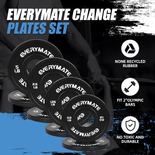 Image of EVERYMATE Change Weight Plates 1.25LB 2.5LB 5LB Set Fractional Olympic Bumper Plates for Cross Training Steel Insert Strength Training