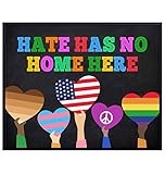 Hate Has No Home Here Flag Sign - Black Lives Matter, LGBTQ, African American, Civil Rights Wall Art Poster, Home Decor, Room Decoration - Gift for Queer, Gay, Bi, Lesbian, Latino, Liberal Democrats