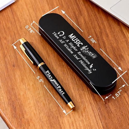 Bolígrafo de gel negro grabado para amantes de la música miniatura 3