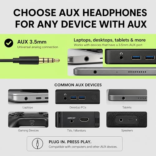ARTIX CL750 Wired Headphones with Mic — Noise Isolating On-Ear Headphones for Computer and Laptop Wired, Plug in Corded Headphone with Wire (Foldable, Aux Jack 3.5mm)