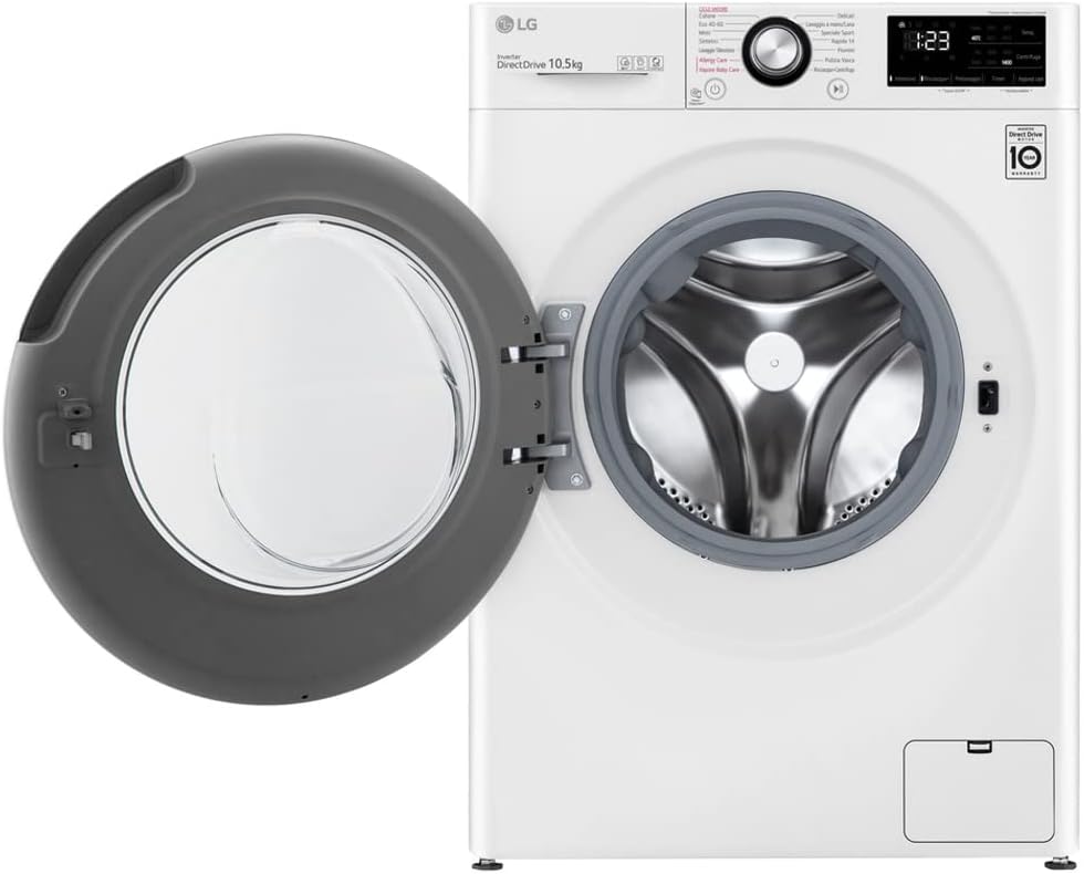 LG F4WV310SAE Lavatrice a Carica Frontale 10.5 Kg, Classe Energetica A, 1400 Giri/min, Wi-Fi, Intelligenza Artificiale AI DD, Vapore Igienizzante, Motore Inverter Direct Drive, 60x85x56.5 cm, Bianco