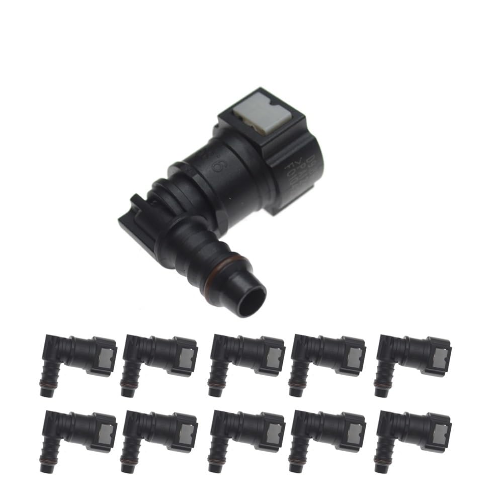 Kagouka 10Pcs 2/5/10X Car Fuel Line Connector Hose Coupler Id8 9.89 Nylon Oil Pipe Connect Disconnect 90-Degree(10Pcs)