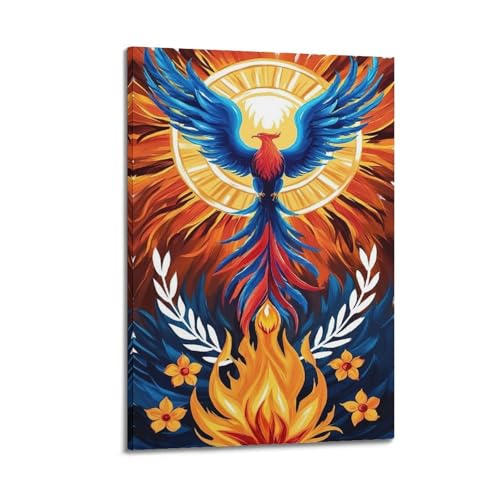 Poster phénix flammes WIZIGM pour raviver un mur blanc décoration moderne toile 20x30