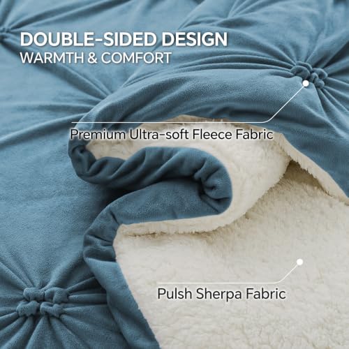 Image of BEDELITE Fluffy Sherpa Queen Comforter Set,Pintuck-Blue Fog
