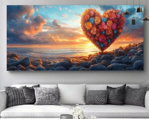 Fleur Diamond Painting Amour XXL 80x160cm Broderie Diamant Kit Complet Adultes