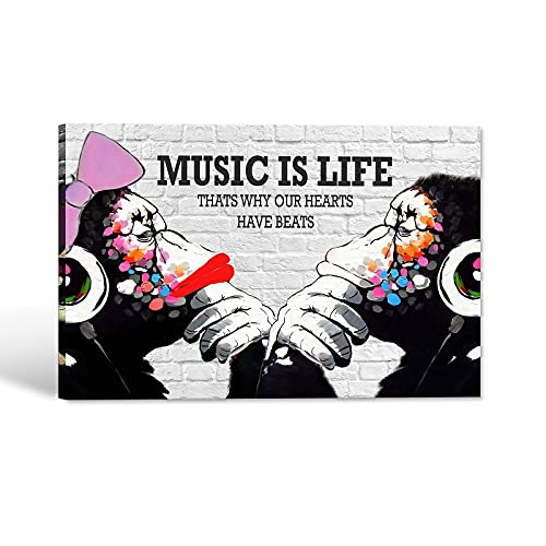 Timuba Graffiti Wall Art - Graffiti Canvas Wall Art, Colorful Dj Monkey Chimp Poster Pictures For Living Room Decor cover