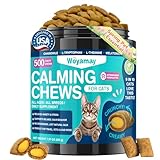 Woyamay Cat Calming Treats, 500 Crunchy & Creamy Calming Chews for Cats, Natural Calming Cat Treats to Manage Stress & Anxiety, Tasty Calm Chews Supplement, Chicken Flavor