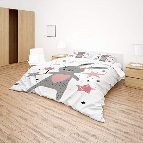 Housse de couette lapin 3 pièces avec taies d'oreiller lit simple - 5