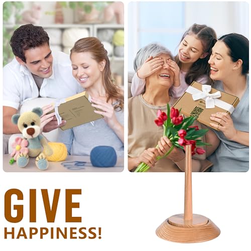 Image of BARVA Portable Chunky Yarn Holder 22 Lb | Smooth Bearing Spinner & Big Rubber Anti Slip Pads for Stability | European Wood Crochet Accessories | Compact Fiber Pro Tools | Top Crafts & Gifts for Women