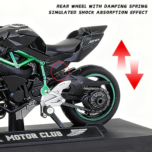 Miniatura 5 de Tupinerq Moto Motocicleta, Mini Maqueta Moto, Juguete De Modelo De Motocicleta, Compatible Con Modelo 1:18, Para Colección De Regalo De Fiesta De Cumpleaños Regalo Negro-Verde