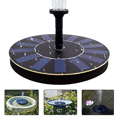 COSSCCI Solar Fountain Pump Bird Bath,1.4w Portable Submersible Free Standing Solar Outdoor Fountain for Small Pond, Patio Garden