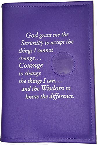 Culver Enterprises Narcotics Anonymous NA Basic Text (6th Ed) Book Cover Serenity Prayer & Medallion Holder Purple Orchid