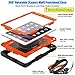 SEYMAC stock Case for iPad 6th / 5th Generation Case/Air 2 / Pro 9.7 inch, Heavy Duty Protective with Screen Protector, with Pencil Holder, Hand Strap, Shoulder Strap, 360 Rotate Stand, Orange+Black