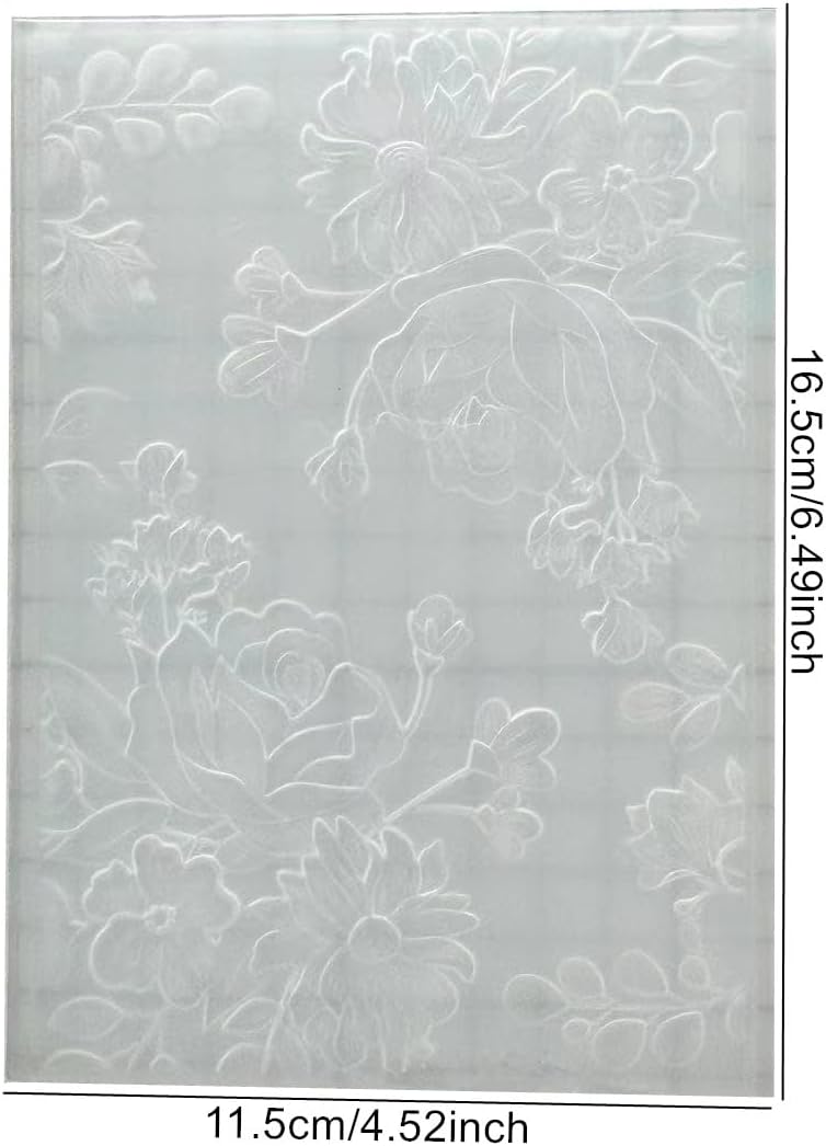 DIYology 3D Flowers Embossing Folder for Card Making,Rose Floral Texture Clear Plastic Embossing Folder Template for DIY Paper Crafts Scrapbooking Polymer Clay Decoration