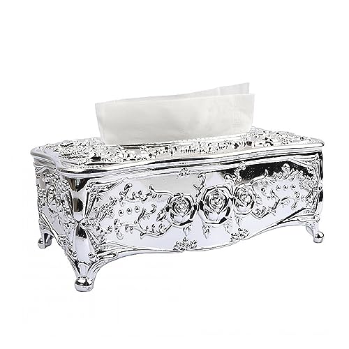 ペーパータオルボックス, デスクトップリビングルームダイニングルームデスクトップクリエイティブペーパー引き出し、ゴールドシルバーミニマリストティッシュホルダー(Silver)