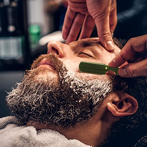 Image of Utopia Care Professional Barber Straight Edge Razor Safety with 100 Pack Blades, Green
