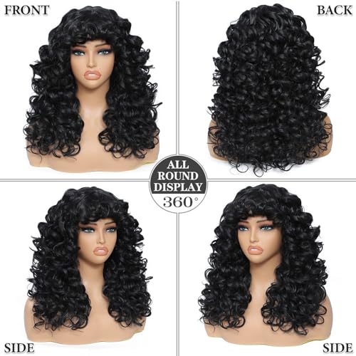 Gktineke Curly-Wig Big-Curly-Wigs-For-White-Black-Women 20 Inch- Long-Curly-Afro-Wig-With-Bangs Synthetic-Hair-Replacement-Wigs-For- Cosplay And Daily thumb #1
