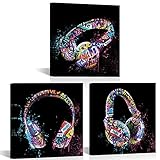 AtGoWac Graffiti Wall Art Headphone Painting Music Wall Decor Picture Canvas Artwork DJ Room Boys Ro