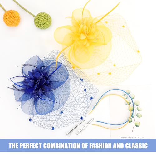 Image of DRESHOW Women Fascinator Hats Tea Party Hat Vintage Pillbox Hat Headband for Cocktail