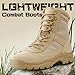 QUNLON Men's Tactical Military Boots Side Zipper Lightweight 8'' Army Combat Motorcycle Boots for Duty Work Sand-10.5US