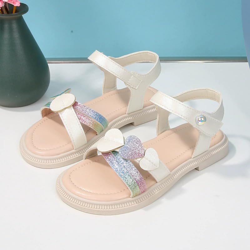 Little Girls Sandals Flats Cute Hearts Colorful Dress Shoes Party Wedding2