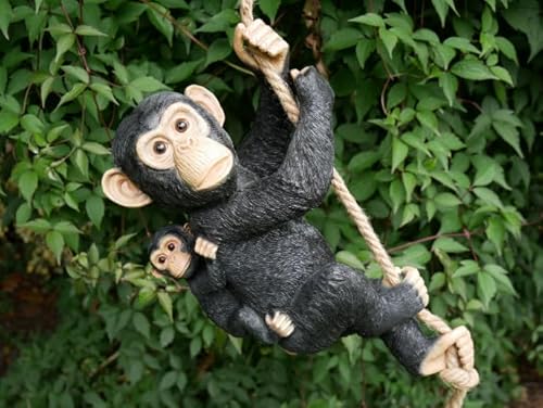 Hanging Climbing Monkey and Baby Garden Ornament, Safari, Nursery Decor