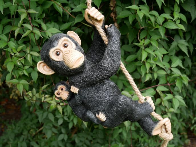 Hanging Climbing Monkey and Baby Garden Ornament, Safari, Nursery Decor